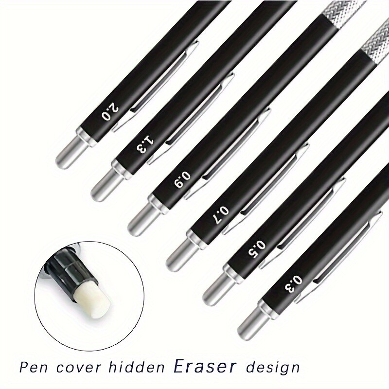 0,3 0,5 0,7 0,9 1,3 2,0 mm Metalna crna mehanička olovka Automatska olovka za crtanje i crtanje za pisanje pribor za pisanje