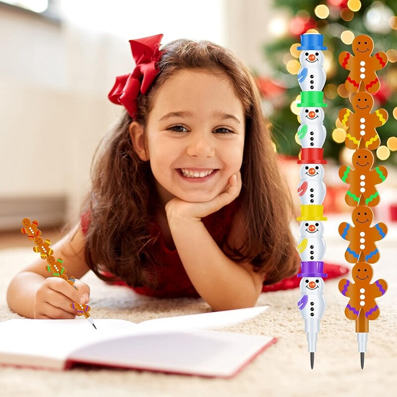 5/10kom Božićni snjegović Čovječuljak od medenjaka Olovke koje se mogu složiti 2025. Nova godina Školski pribor Pokloni za dječju rođendansku proslavu