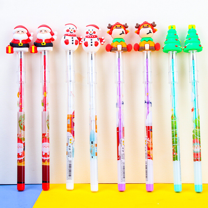 8 бр. Дядо Коледа, елени, снежен човек, подреждащи се блокчета, моливи за деца, коледна тематика, сувенири за парти, обратно на училище, канцеларски материали, подарък