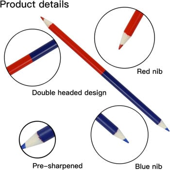 1 συσκευασία μολύβια ελέγχου Κόκκινα και μπλε μολύβια με δυνατότητα σβησίματος Διπλά χρωματιστά μολύβια προακονισμένα μολύβια για δοκιμές χρωματισμού Βαθμολόγηση