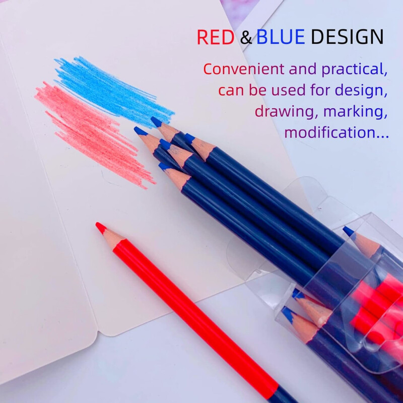 1 пакет Моливи за проверка Червени и сини Изтриваеми моливи Двуцветни моливи Предварително подострени моливи за тестове за оцветяване Оценяване