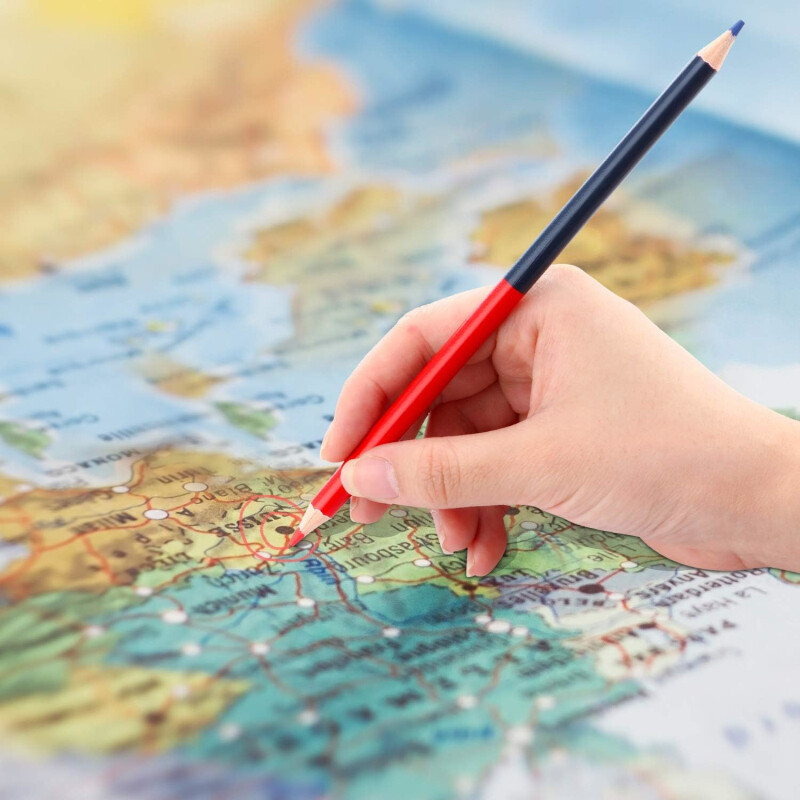 1 пакет Моливи за проверка Червени и сини Изтриваеми моливи Двуцветни моливи Предварително подострени моливи за тестове за оцветяване Оценяване