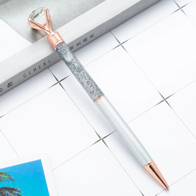 Творческа химикалка с диамантена златна прах, смазана метална химикалка, рекламна писалка за подарък Персонализирано лого Училищни канцеларски материали на едро