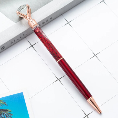 Творческа химикалка с диамантена златна прах, смазана метална химикалка, рекламна писалка за подарък Персонализирано лого Училищни канцеларски материали на едро