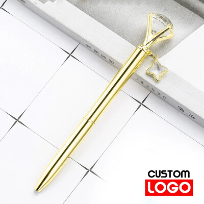 Творческа химикалка с диамантена златна прах, смазана метална химикалка, рекламна писалка за подарък Персонализирано лого Училищни канцеларски материали на едро