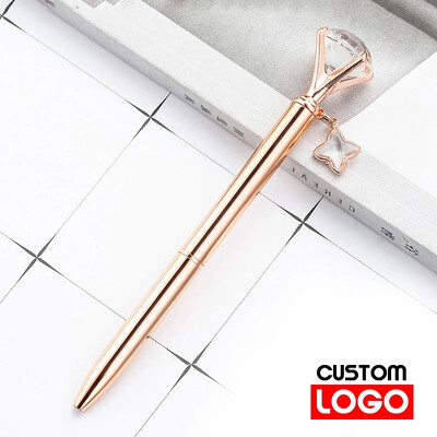 Творческа химикалка с диамантена златна прах, смазана метална химикалка, рекламна писалка за подарък Персонализирано лого Училищни канцеларски материали на едро