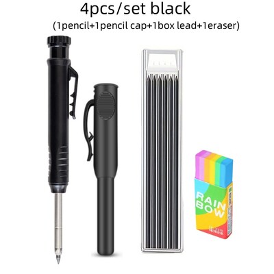 Čvrsta stolarska olovka od 2,8 mm sa šiljilom i poklopcem, označavanje dubokih rupa. Tesarska mehanička olovka Arhitektonska građevinska olovka