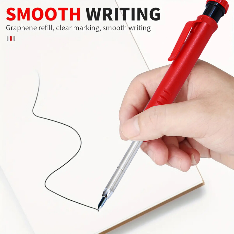 Čvrsta stolarska olovka od 2,8 mm sa šiljilom i poklopcem, označavanje dubokih rupa. Tesarska mehanička olovka Arhitektonska građevinska olovka