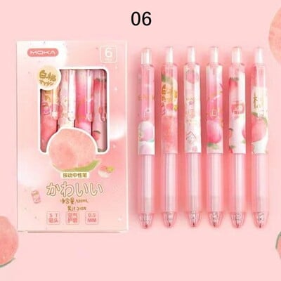 6PCS/KUTIJA Astronaut breskva crtani stil Izbrisiva gel olovka Student Friction Lako utrljavanje Kemijska olovka s crnom/plavom tintom od 0,5 mm