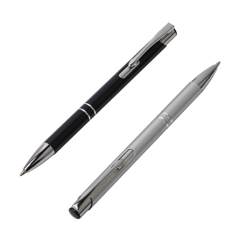 2 vnt Tušinukų stiliaus preso metalinės medžiagos tušinukai mokyklos biurui G2 pildomas juodas mėlynas rašalas, 0,7 mm prabangus dovanų rašiklis