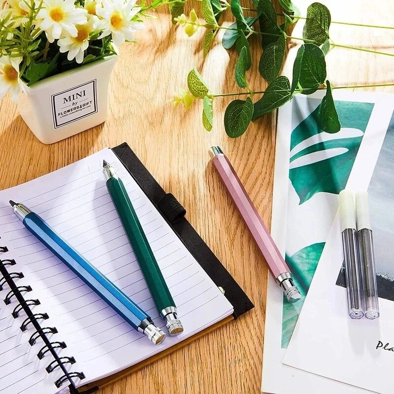 Metalna olovka za crtanje od 5,6 mm s kompletom polova 2B 4B 6B 8B Profesionalna mehanička olovka za umjetničke skice Kawaii pribor (1 olovka + 1 olovka)