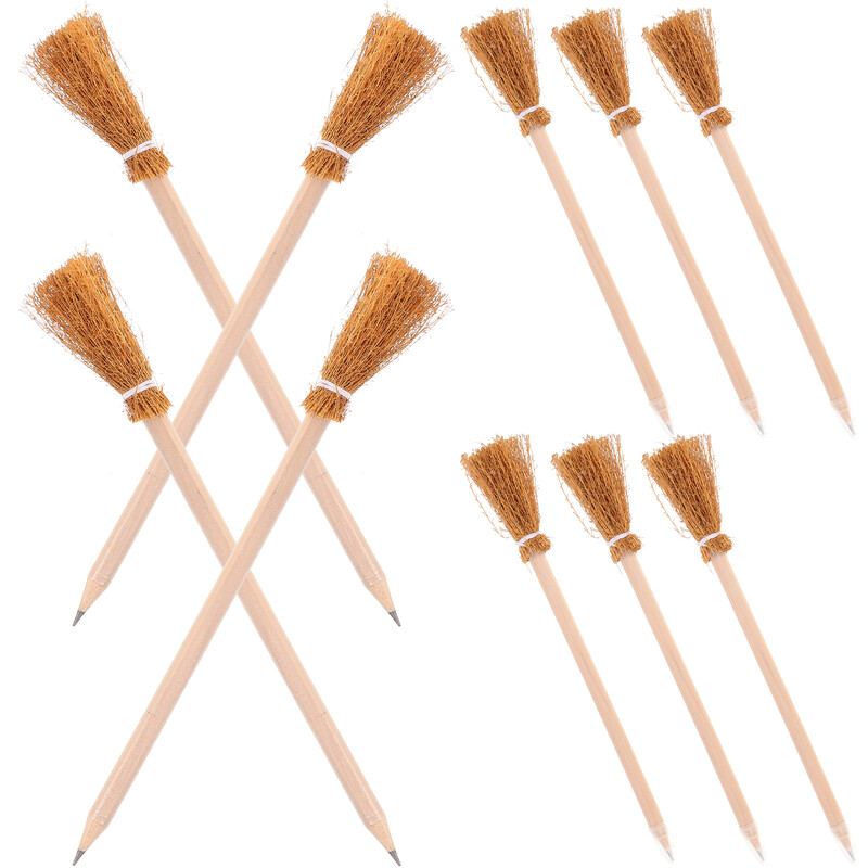 10 kom Halloween Witch Broom Pen Pen Pen (Olovka za metlu) 10 kom Gumice Olovke Masovno pisanje Metle Mini za