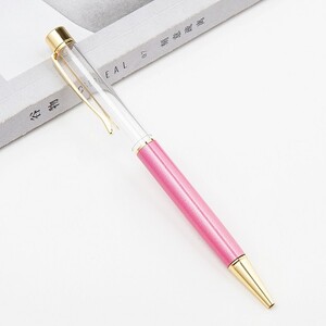 Креативна химикалка с празна туба, самозапълваща се метална кристална химикалка без златно фолио, маслена ролкова химикалка, сладък подарък за писане „направи си сам“