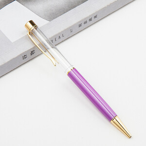 Креативна химикалка с празна туба, самозапълваща се метална кристална химикалка без златно фолио, маслена ролкова химикалка, сладък подарък за писане „направи си сам“