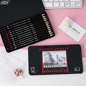 Set de creioane 12 buc 2H-8B Schiță Desen Cărbune Carbon Pen Lemn Creioane pentru pictură Materiale de papetărie Cutie de fier