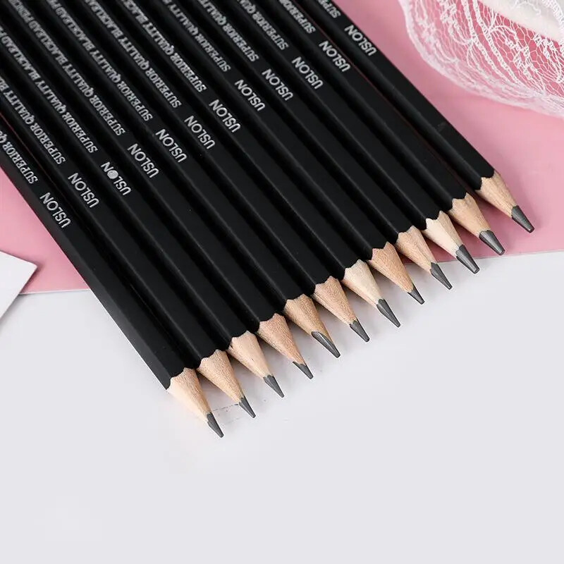 Set de creioane 12 buc 2H-8B Schiță Desen Cărbune Carbon Pen Lemn Creioane pentru pictură Materiale de papetărie Cutie de fier