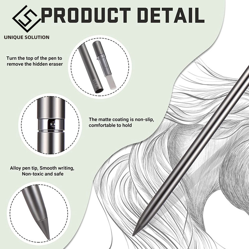 Metalna olovka bez tinte Olovka za potpis bez tinte Olovka za beskonačno pisanje Metalna izbrisiva olovka za djecu, odrasle, uredski školski pribor
