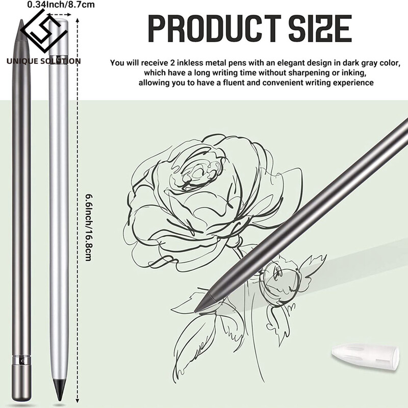 Metalna olovka bez tinte Olovka za potpis bez tinte Olovka za beskonačno pisanje Metalna izbrisiva olovka za djecu, odrasle, uredski školski pribor