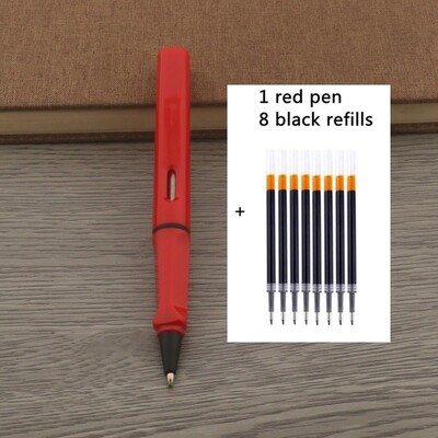 1kom Kemijska olovka + 8 punjenja Gel olovka s crnom plavom crvenom tintom Vrh 0,5 mm roler olovka Školski uredski pribor Pismarica