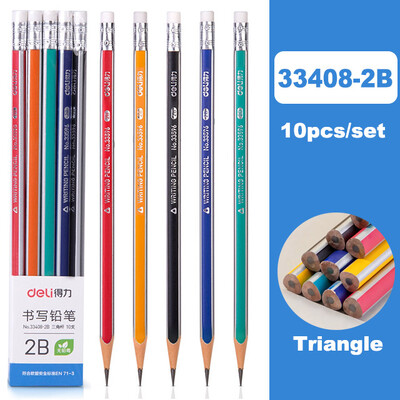 Deli 10kom/set drvena olovka s gumicom za djecu studente slikanje pisanje školski ured kućni pribor HB 2B olovka