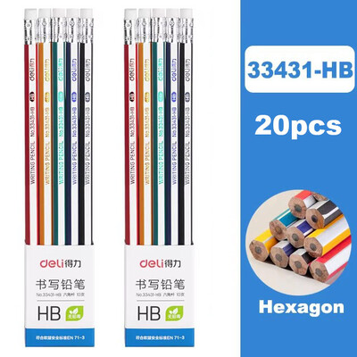 Deli 10kom/set drvena olovka s gumicom za djecu studente slikanje pisanje školski ured kućni pribor HB 2B olovka