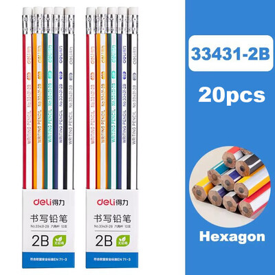 Deli 10kom/set drvena olovka s gumicom za djecu studente slikanje pisanje školski ured kućni pribor HB 2B olovka