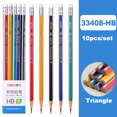 Deli 10kom/set drvena olovka s gumicom za djecu studente slikanje pisanje školski ured kućni pribor HB 2B olovka