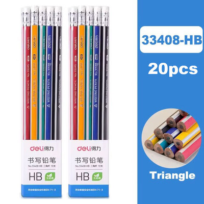 Deli 10kom/set drvena olovka s gumicom za djecu studente slikanje pisanje školski ured kućni pribor HB 2B olovka