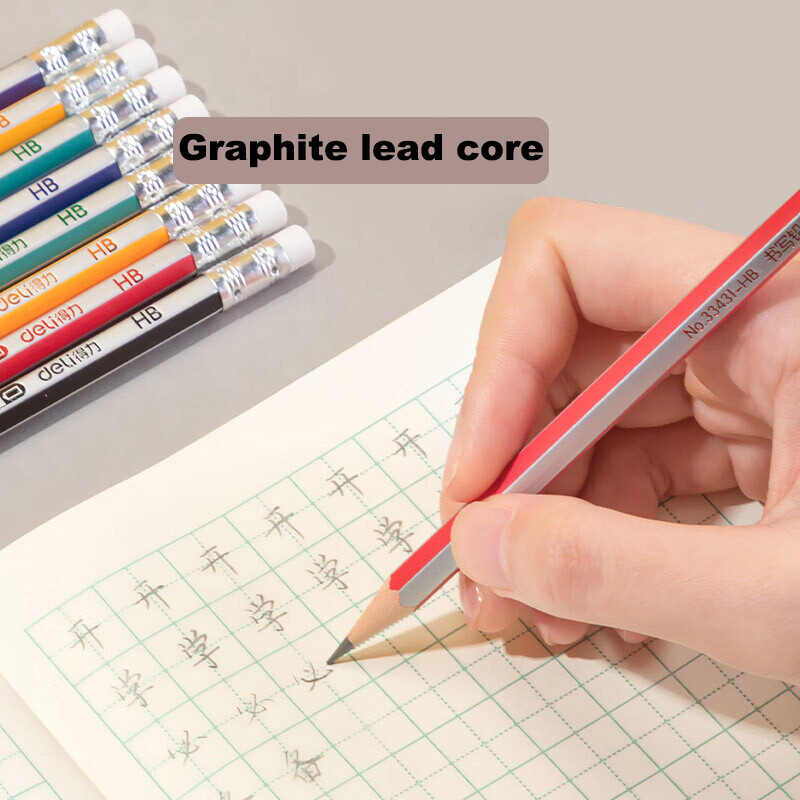 Deli 10kom/set drvena olovka s gumicom za djecu studente slikanje pisanje školski ured kućni pribor HB 2B olovka