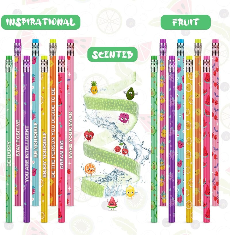 30 kom Mirisne olovke za djecu Inspirativne HB olovke s gumicama Cilindrične šarene zabavne drvene olovke Motivacijske grafitne P