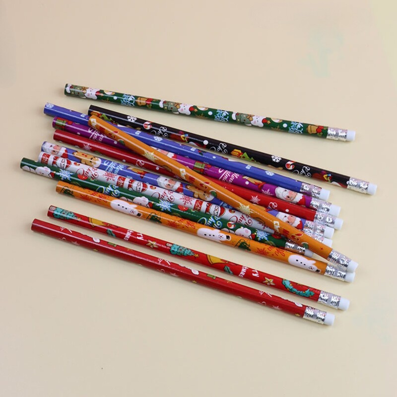 24 KOM. Božićna olovka HB drvena olovka, olovka za pisanje i slikanje, božićni dar, nasumične boje