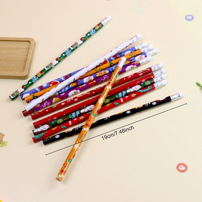 24 KOM. Božićna olovka HB drvena olovka, olovka za pisanje i slikanje, božićni dar, nasumične boje