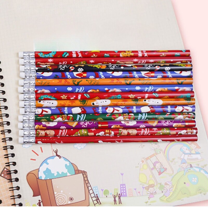 24 KOM. Božićna olovka HB drvena olovka, olovka za pisanje i slikanje, božićni dar, nasumične boje