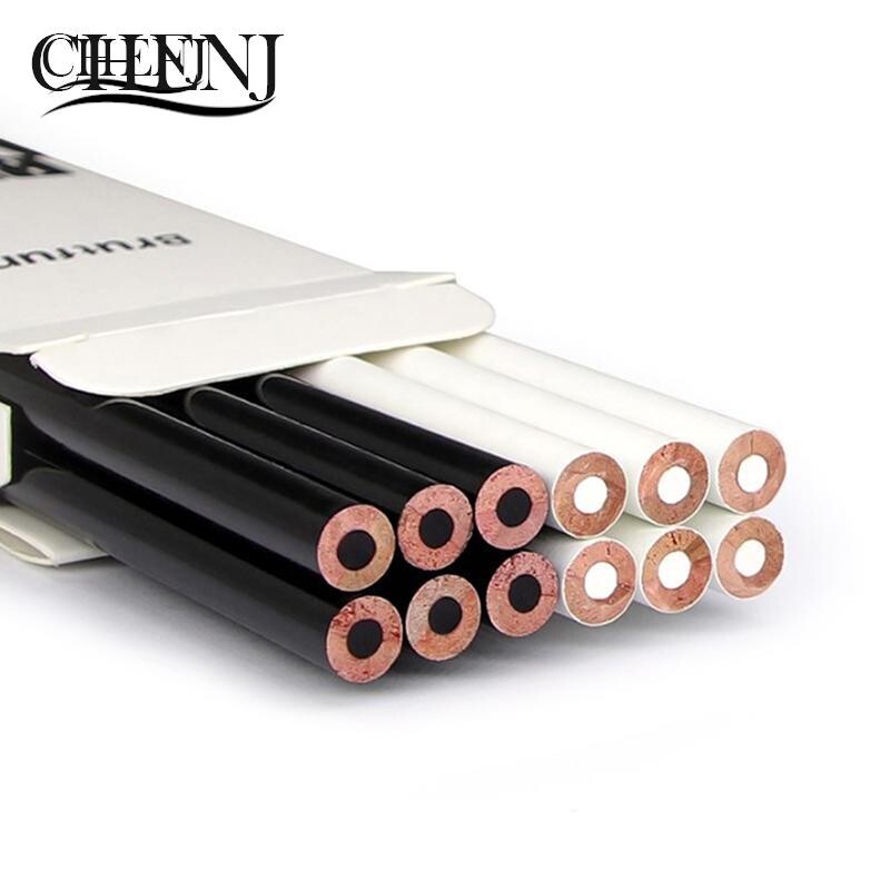 12 vnt., balti ir juodi spalvoti pieštukai, profesionalūs aliejiniai pieštukai, piešimo pieštukų rinkinys eskizų mokyklos mokinių meno reikmenys