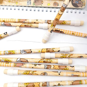 1συσκευασία Cartoon Capybara HB Pencils 12 Pencils& 1 Pencil Roller Stationery Box Set, Student Writing Drawing HB Pencils Sketch Pencils