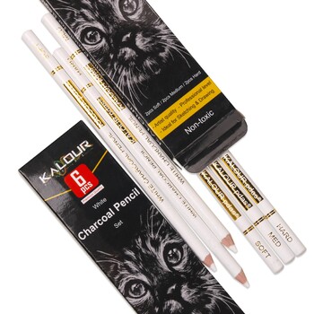 6/12 τμχ KALOUR Carbon Pencil Professional High gloss Pencil White/Black Colorful Carbon Sketch Pencil Art Drawing Tools Supplies