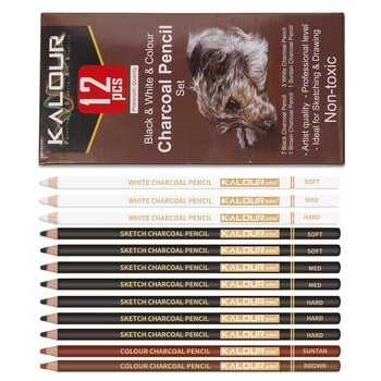 6/12 τμχ KALOUR Carbon Pencil Professional High gloss Pencil White/Black Colorful Carbon Sketch Pencil Art Drawing Tools Supplies