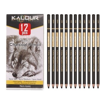 6/12 τμχ KALOUR Carbon Pencil Professional High gloss Pencil White/Black Colorful Carbon Sketch Pencil Art Drawing Tools Supplies