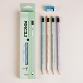 12 части дървен триъгълник HB Комплект моливи с гумичка Острилка за моливи за обучение на ученици Молив за училищни канцеларски принадлежности