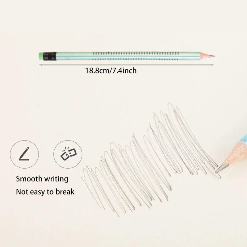 12 части дървен триъгълник HB Комплект моливи с гумичка Острилка за моливи за обучение на ученици Молив за училищни канцеларски принадлежности