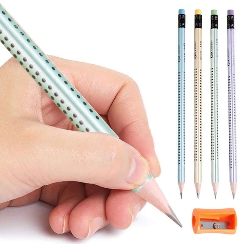 12 части дървен триъгълник HB Комплект моливи с гумичка Острилка за моливи за обучение на ученици Молив за училищни канцеларски принадлежности