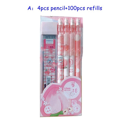 Set de creioane mecanice Kawaii 0,5/0,7 mm 2B reumplere drăguț desene animate creioane automate rechizite de birou pentru școală stație cadou pentru copii