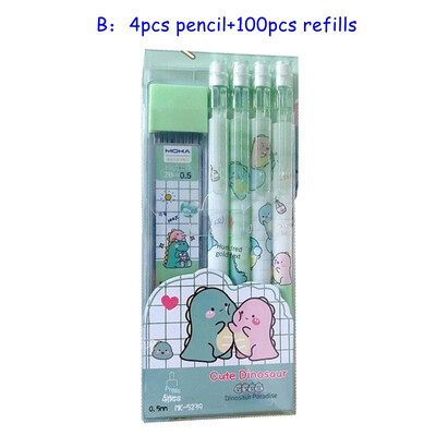 Set de creioane mecanice Kawaii 0,5/0,7 mm 2B reumplere drăguț desene animate creioane automate rechizite de birou pentru școală stație cadou pentru copii