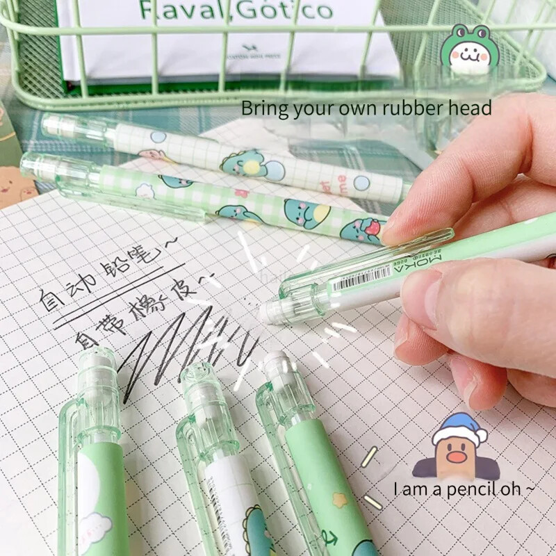 Set de creioane mecanice Kawaii 0,5/0,7 mm 2B reumplere drăguț desene animate creioane automate rechizite de birou pentru școală stație cadou pentru copii