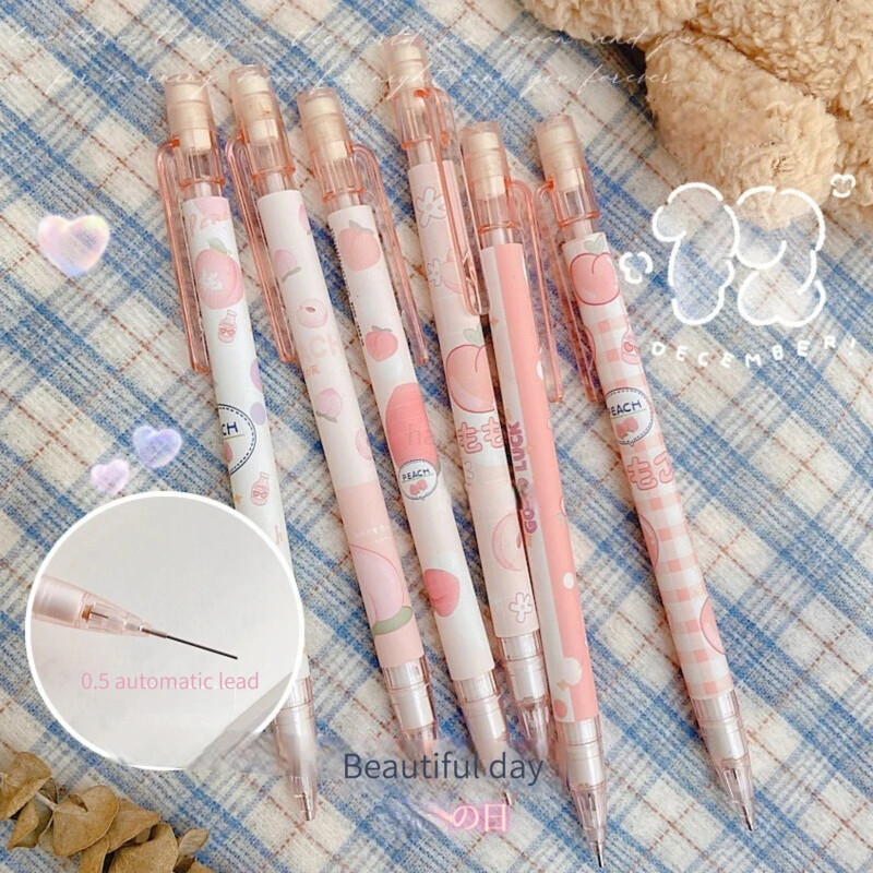 Set de creioane mecanice Kawaii 0,5/0,7 mm 2B reumplere drăguț desene animate creioane automate rechizite de birou pentru școală stație cadou pentru copii