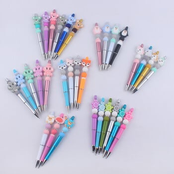 DIY Bead Ballpoint Pens Cartoon Animal Koala Elephant Silicone Beaded Pens Πολύχρωμο πλαστικό πολυλειτουργικό στυλό