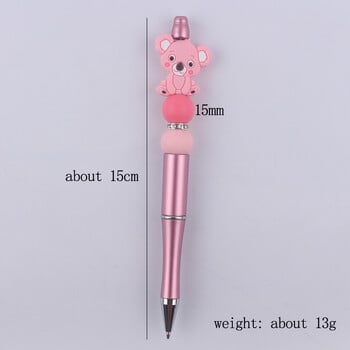 DIY Bead Ballpoint Pens Cartoon Animal Koala Elephant Silicone Beaded Pens Πολύχρωμο πλαστικό πολυλειτουργικό στυλό