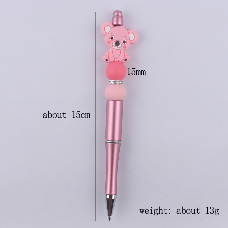 DIY kemijske olovke s perlama Životinja s crtanim crtama Koala Slon Silikonska olovka s perlama Šarena plastična višenamjenska kemijska olovka