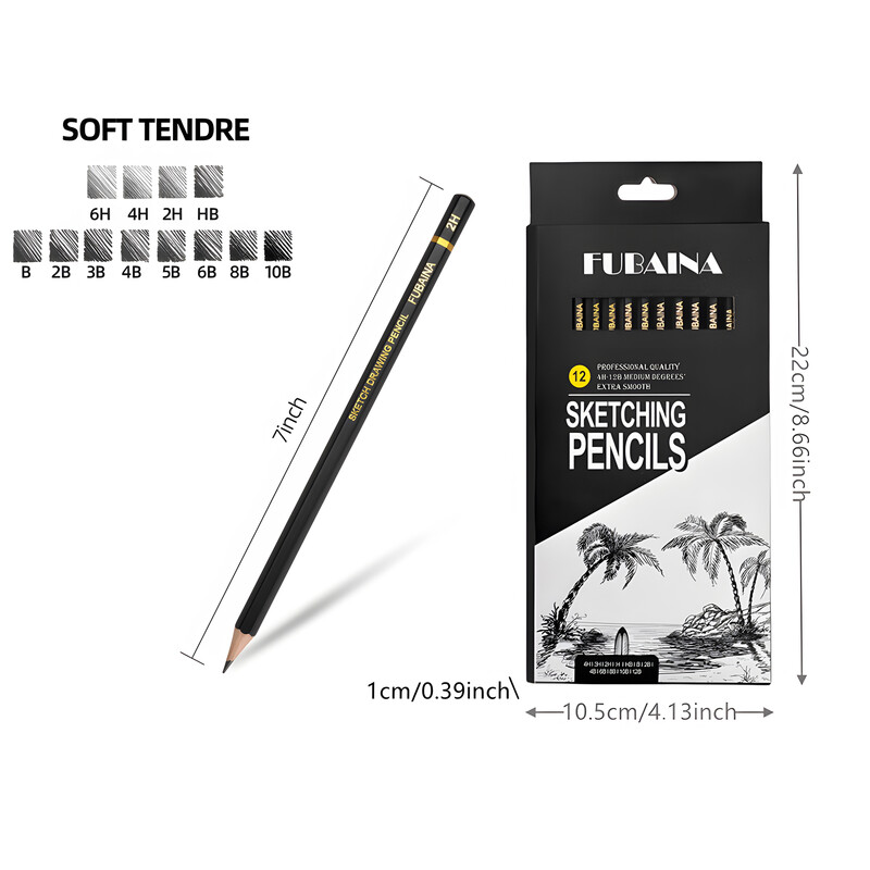 HB 2H 4H 6H B 2B 3B 4B 5B 6B 8B 10B Set de creioane pentru schițe, 12 piese Creioane de artă Creioane de umbrire din grafit pentru începători