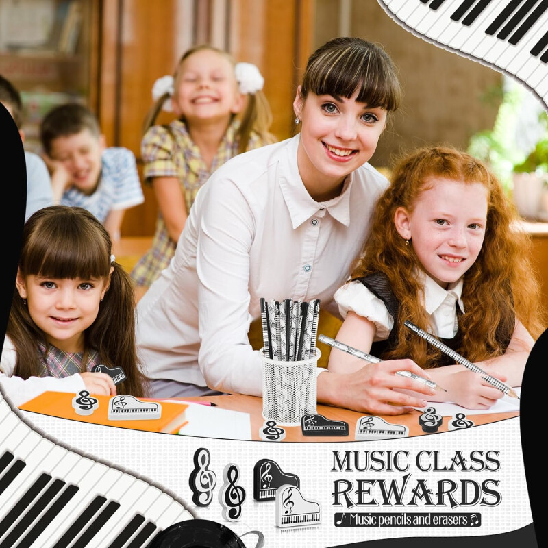 10 бр. Молив за музикални ноти Музикални дървени моливи, Моливи за клавиатура на пиано, Подарък за деца с пиано и музикално парти, Офисни материали